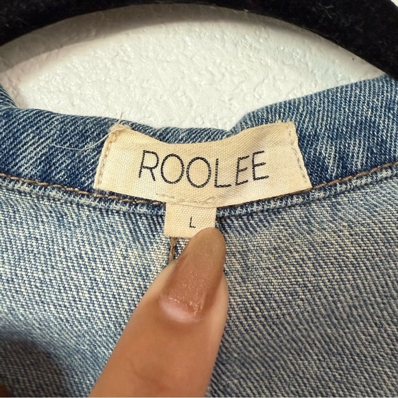 Roolee multi-toned denim Jean shacket or chore jacket Size: Large - Picture 2 of 6